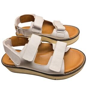 Miz Mooz Violetta White Leather Flatform Sandals Size 41 US 9.5-10 NWOT